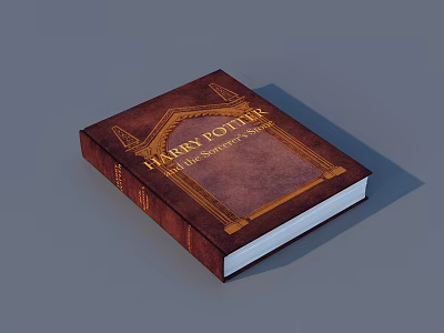 Harry Potter Book With Brown Cover And Golden Text Decorative Elements 3d model