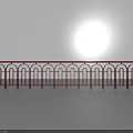 Red Metal Railing With Arched Patterns For Outdoor Balcony Staircase Decoration 3d model