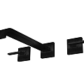 Modern Wall Mounted Faucet With Sleek Long Spout And Two Handle Controls