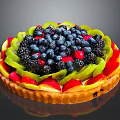 Fresh Fruit Tart with Buttery Crust Blueberries Blackberries Kiwis and Strawberries