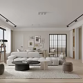 Modern Living Dining Room Interior With Sofa Coffee Table Dining Set Track Lights And Storage