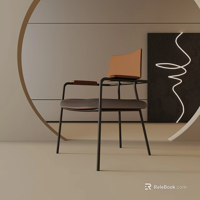 Modern Table Lamp With Black Metal Frame And White Abstract Line Design In Living Room 3d model 