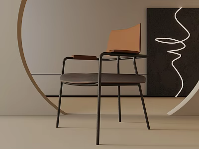 Modern Table Lamp With Black Metal Frame And White Abstract Line Design In Living Room 3d model