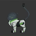 Futuristic Robot Dog With Transparent Helmet Green White Design And Mechanical Structure