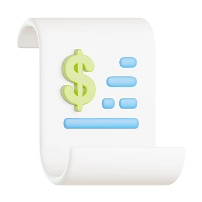Daily Necessities Shopping Receipt With Green Dollar Sign And Blue Lines 3d model