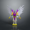 Woman Themed Creature With White Wings Purple Yellow Decor Yellow Claws And Gray Background
