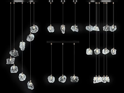 Modern Crystal Chandeliers With Multiple Hanging Pendant Lighting Designs 3d model