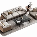 Sofa Coffee Table Business Sofa Multi-Person Sofa Double Sofa 3d model