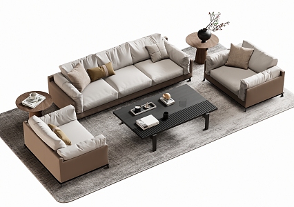 Sofa Coffee Table Business Sofa Multi-Person Sofa Double Sofa 3d model