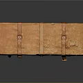 Vintage Distressed Orange Leather Trunk With Leather Straps And Metal Locks
