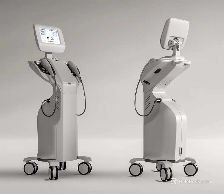 Intelligent Medical Beauty Treatment Machine With White Display Screen And Wheels 3d model 