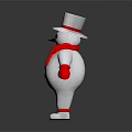 Snowman Figure With White Top Hat Red Scarf Black Buttons And Red Gloves