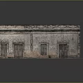 Old Vintage Building With Weathered Stone Facade Decorative Details Wooden Doors And Windows