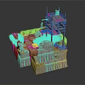 Ancient City Wall Tower 3D Model With Wooden Scaffolding Stone Structure And Grass Details