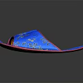 Blue Slippers With Floral And Butterfly Patterns On Soft Fabric And Pink Trimmed Edges