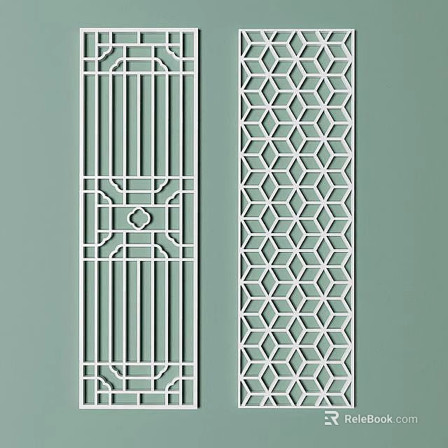 Modern Tech Exhibition Hall With Laser Cut Geometric Pattern Decorative Screens 3d model 