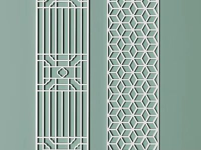 Modern Tech Exhibition Hall With Laser Cut Geometric Pattern Decorative Screens 3d model