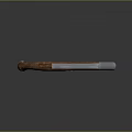 Vintage Wooden Grip Pistol With Silver Metal Barrel And Red Button Detail