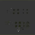 Various Green Plants and Trees Collection with Natural Stones