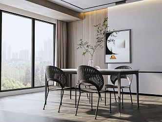 Modern Dining Table and Chair Combination 3d model