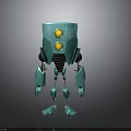 Turquoise Robot Character With Yellow Circular Eyes And Mechanical Limb Structure Design 3d model
