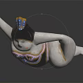 Elegant Decorative Furniture Sculpture Featuring Female Figure With Colorful Patterns And Blue Headdress