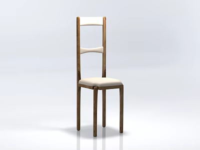 Elegant Modern Single Chair With Wooden Frame And White Padded Seat 3d model