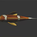 Vibrant Aquatic Animal Clownfish With Orange Body White Stripes And Yellow Fins On Dark Background