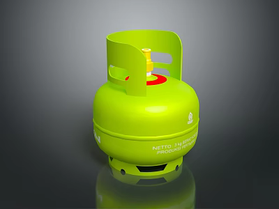 Green Portable LPG Gas Cylinder With Secure Handle For Home Cooking Use 3d model