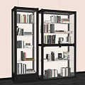 Modern Glass Door Bookcase With Books Decorative Items And Organized Shelves