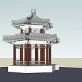 Traditional Chinese Pavilion Design With Multi Layered Roof Wooden Columns And Stone Steps