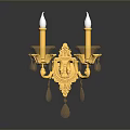 Elegant Red And Gold Wall Sconce Lighting Combination With Candle Shaped Design And Crystal Pendants