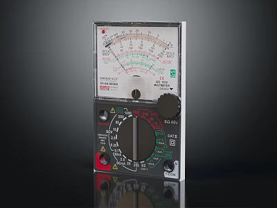 Analog Multimeter Electrical Testing Tool With Dial Scale Measurement Knobs And Probe Jacks 3d model