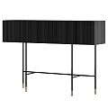 Black Entryway Cabinet Sideboard With Vertical Slats And Metal Legs Golden Feet
