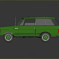 Green Vintage SUV With Square Body Design Sunroof And Classic Wheels