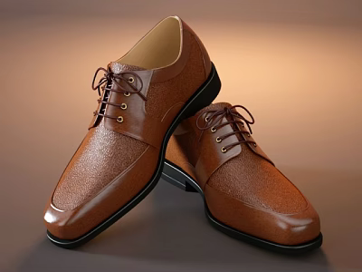 Men's Brown Leather Lace Up Oxford Dress Shoes For Formal Business Events 3d model