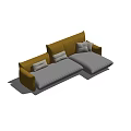 Beige Multi Person Sofa With L Shaped Design And Comfortable Cushions 3d model