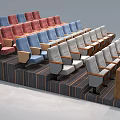 Staircase Seating In Multiple Colors Neatly Arranged With Wooden Podium In Conference Hall