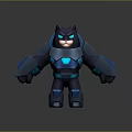 Game Movie Cat Warrior Character With Blue Black Armor And Glowing Swords