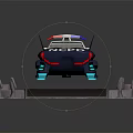 Futuristic Racing Car Model With NCD Logo On Metal Base And Control Panel