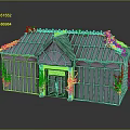 Greenhouse Building With Green Frame Glass Roof and Climbing Vines Exterior Design