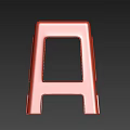 Red Plastic Square Stool with Hollow Seat and Sturdy Leg Structure for Home Use 3d model