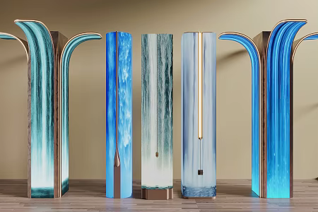 Modern Decorative Column Water Lamp Box Column Waterfall Lamp Box Column Special-shaped Column Water Curtain Lamp Box Column 3d model
