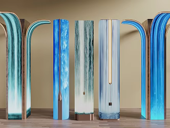 Modern Decorative Column Water Lamp Box Column Waterfall Lamp Box Column Special-shaped Column Water Curtain Lamp Box Column 3d model