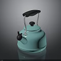 Turquoise Kitchen Kettle With Black Handle And Spout For Daily Use