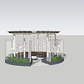 Circular Pergola Design With Lattice Roof Green Plants And Seating Area