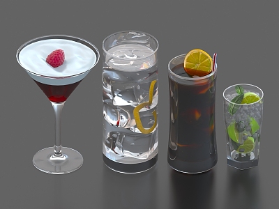 Cold Drink Cocktail Sour Plum Soup Ice Cream Ice Water Ice cube Lemonade 3d model