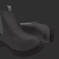 Gray Leather Ankle Boots With Elastic Side Panel And Thick Sole