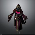 Mystical Fantasy Wizard Creature in Red Purple Robe With Beard and Outstretched Hands