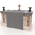 Marble Altar Sculpture Carving With Decorative Cross And Candle Holders